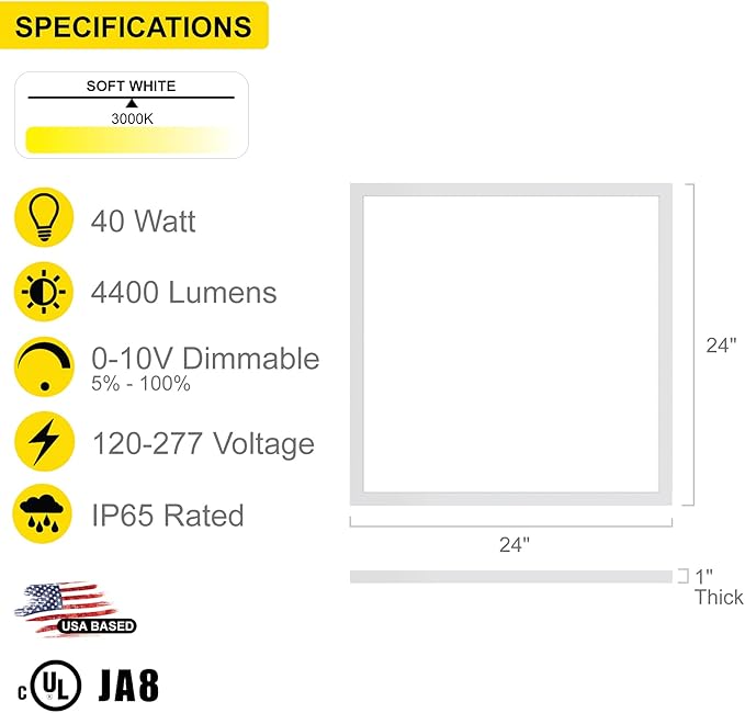 NUWATT 4 Pack, 2x2 FT LED Ceiling Panel, 4400 Lumens, 0-10V Dimmable, Flat - Image 2