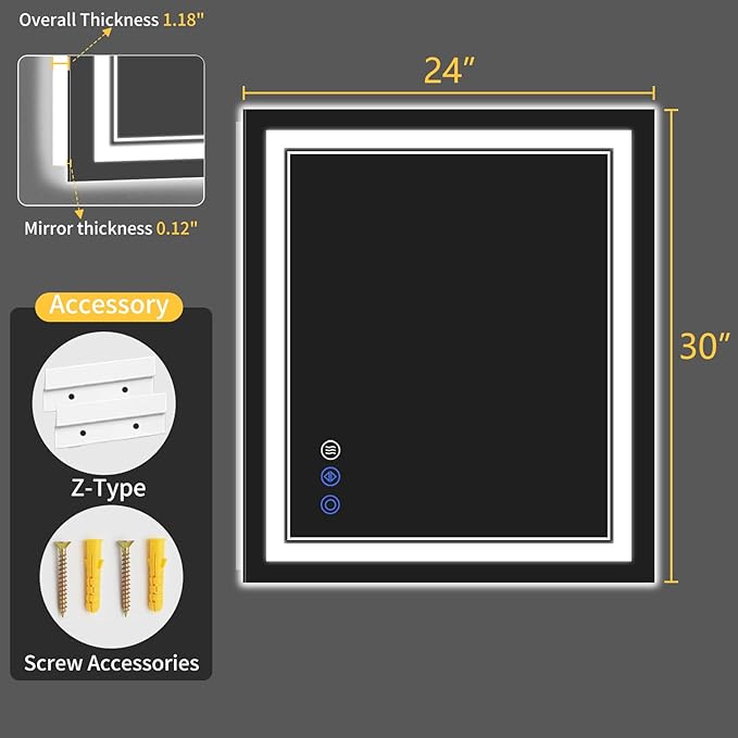 24"x30" LED Bathroom Mirror - Image 9