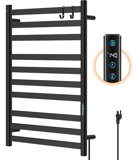 Heated Towel Rack for Bathroom, Hot Towel Warmer Rack Large 10 Bar Electric Hot by AQUATREND