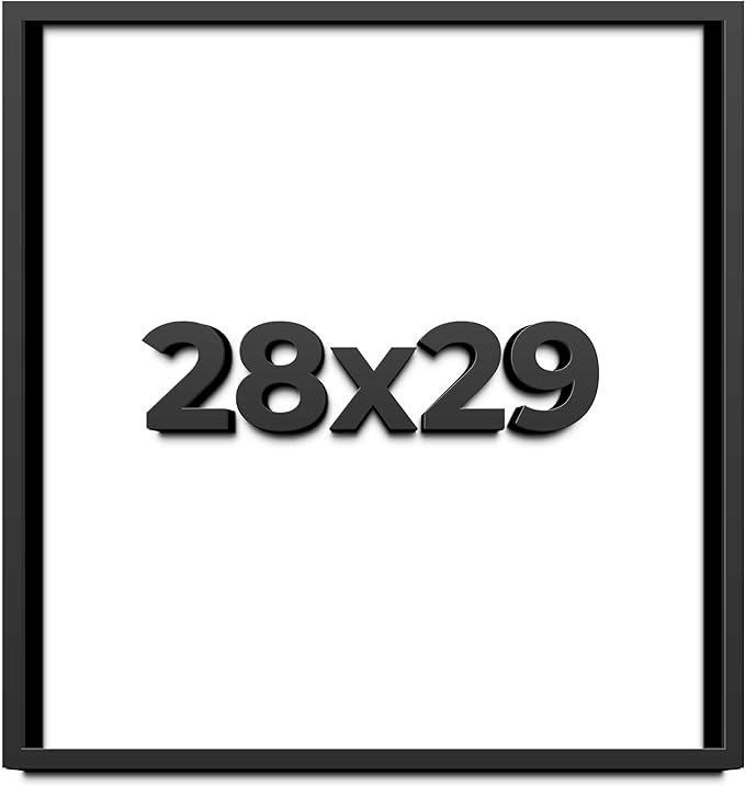 28x29 Shadow Box Frame Black | 1 Inch Deep Solid Wood Shadowbox Display Frame | by CustomPictureFrames