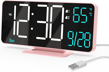 KOSUMOSU Clock for Bedroom, 6.7in Digital Alarm Clock, Auto Dimming, Room by KOSUMOSUTECHNOLOGY