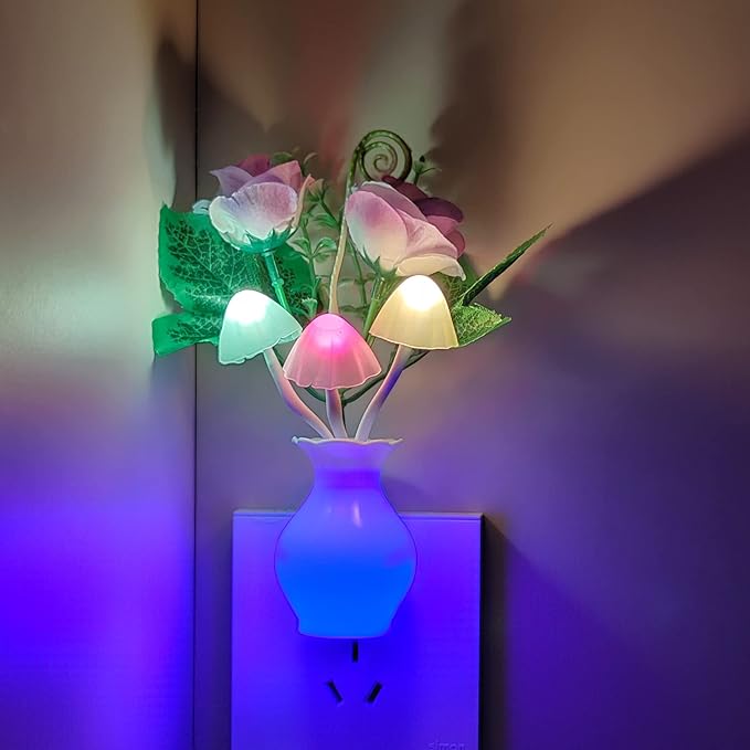 AUSAYE 3Pack Sensor Night Lights Plug into Wall Rose Flower Light, Led Lamp - Image 6