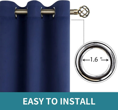 BGment Blackout Curtains for Bedroom - Grommet Thermal Insulated Room Darkening Curtains for Living Room, Set of 2 Panels (38 x 54 Inch, Navy Blue)