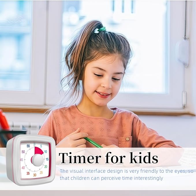 60 Minute Visual Timer for Kids and Adults, Non-Ticking 5.5 Inch Large Visual - Image 4