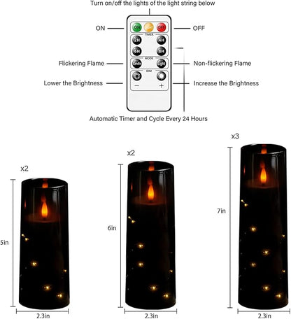 Flameless Candles with Embedded Star String, Battery Operated LED Pillar - Image 5