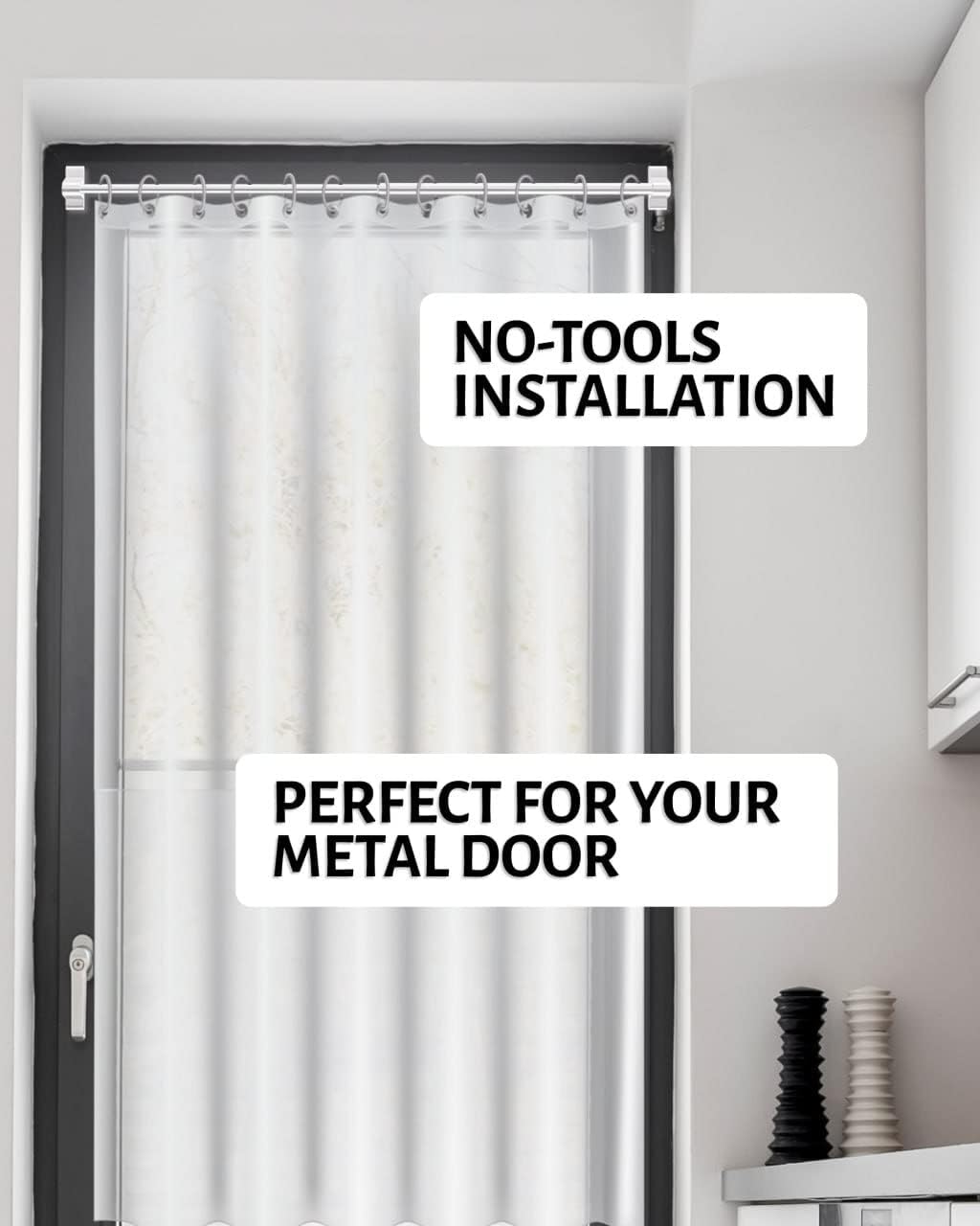 Magnetic Curtain Rod, Adjustable Magnetic Curtain Rod - White - 1 Pack | Adjustable Length 14" to 28", Easy Installation, No Drill Curtain Rod, Multi Use - For Metal Doors, Windows & Appliances