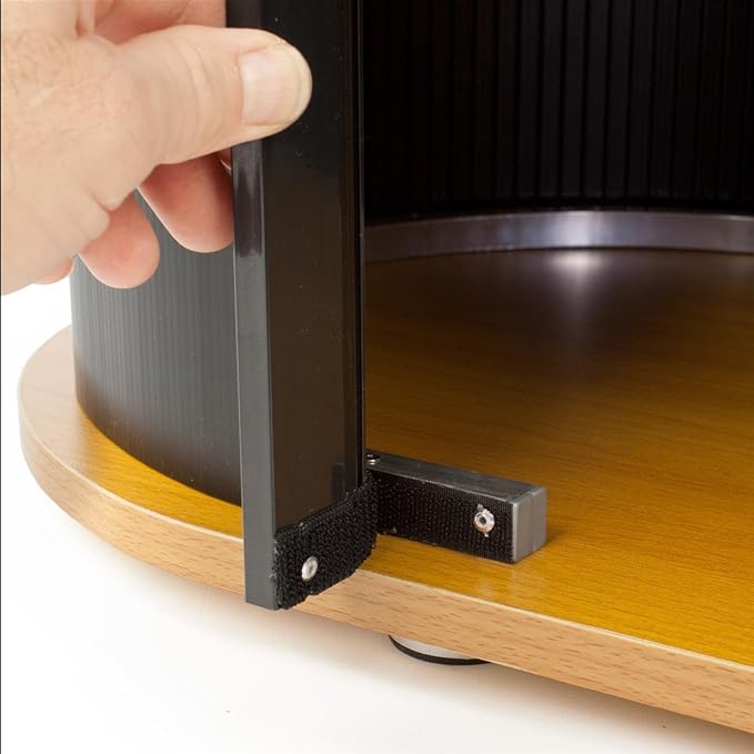 Trade Show Podium Counter with Shelf, Oval Shape, 41” High Wood Grain Top - Image 5