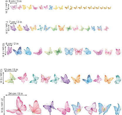 wondever Watercolor Butterfly Wall Decals Pink Butterflies Wall Stickers | Peel and Stick, Removable, Wall Art Decals, Wall Decoration, Kids Room, Girls Bedroom Baby Nursery Playroom Decor