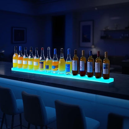 VEVOR LED Lighted Liquor Bottle Display, 1 Tier 60 Inches Whiskey Rack - Image 2