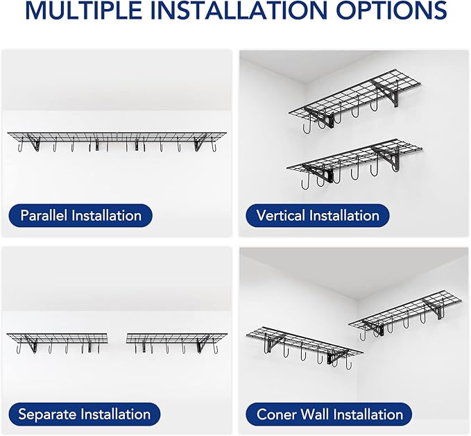 FLEXIMOUNTS Garage Wall Shelving, 1x4 ft, Includes 6 Bike Hooks, Wall Shelf - Image 5