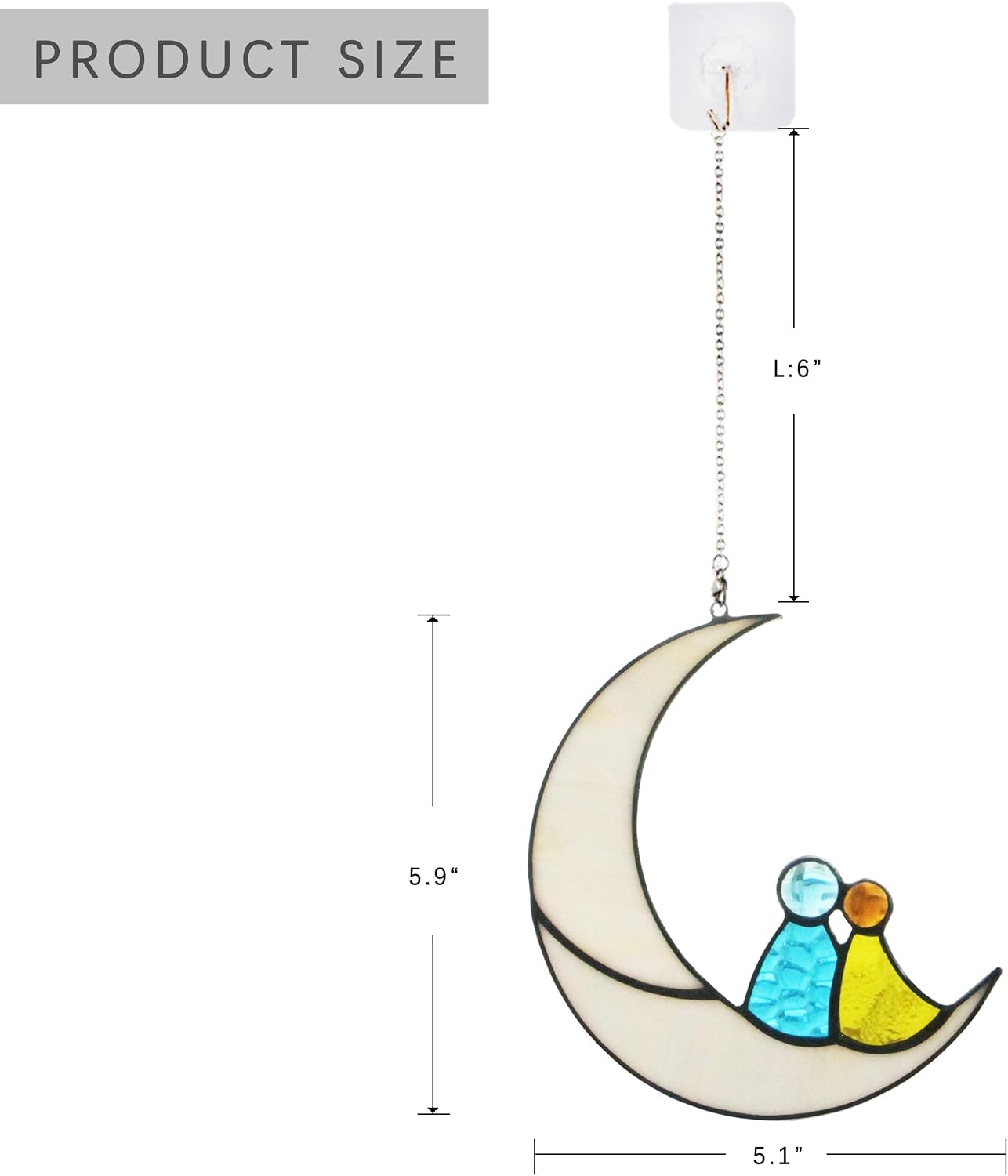 Moon Lovers Window suncatcher scrystal Stained Glass Hanging Window décor Art Tiffany Style Gift for Friends Mom Couple Lovers