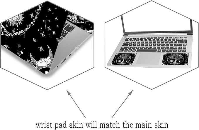 Laptop Skin Sticker Decal, Waterproof Removable, Moon & Sun & Stars - Image 2
