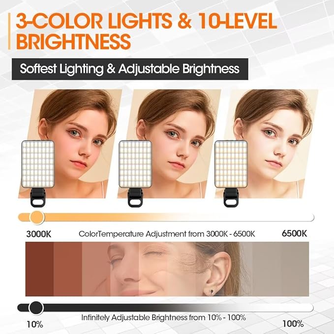 JINGCOOL Magnetic Selfie Light, Portable Phone Clip, 6 oz, Rechargeable Ring - Image 2
