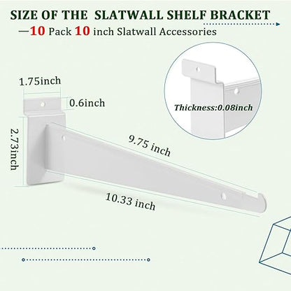 AYAYGD 10 Inch Slat Wall Knife Shelf Bracket, 10 Pack Heavy Duty Slatwall - Image 2