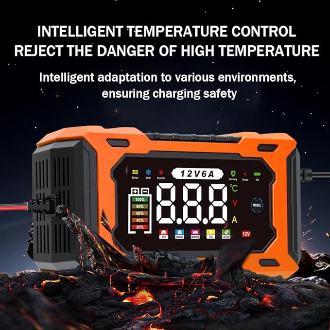 6-Amp 12V Smart Car Battery Charger, Battery Maintainer Trickle Charger - Image 2