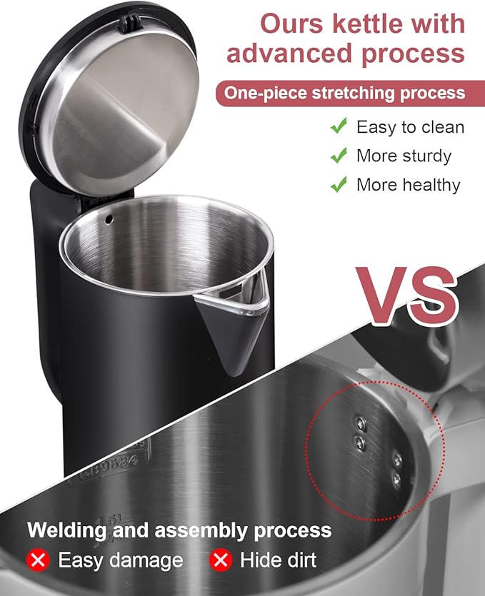 0.8L Electric Kettle Stainless Steel, 800 Watts Small Electric Kettle 27 Ounce - Image 7