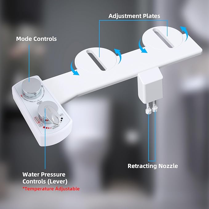 Hibbent Bidet Attachment for Toilet, Hot and Cold Water Spray Non-Electric Dual - Image 3