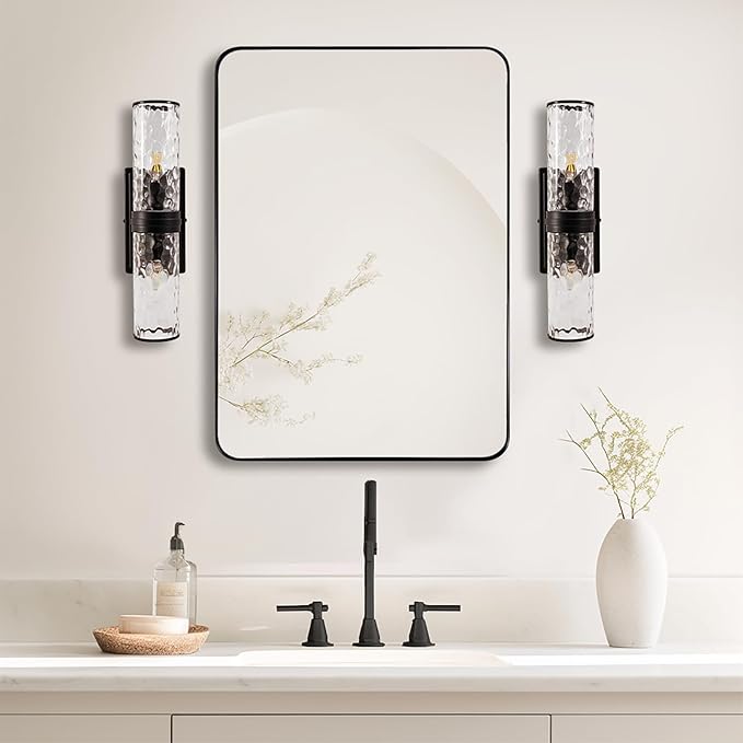 ANDY STAR Wall Mirror for Bathroom, 20”x28” Black Bathroom Mirror, Rounded - Image 2