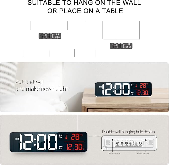 Abovsare Digital Clock for Bedroom, Clocks for Living Room Decor, Desk Table - Image 7