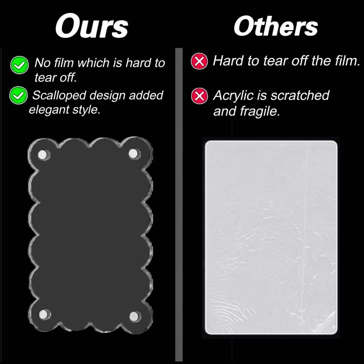 10 Pack 2.36 x 3.54 Inch Acrylic Fridge Magnetic Frame Scalloped, Double Sided Polaroid Frame, Refrigerator Magnet Picture Frame for Fujifilm Instax Mini