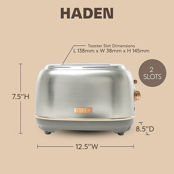 Haden Heritage 2 Slice Wide Slot Stainless Steel Toaster - Image 4