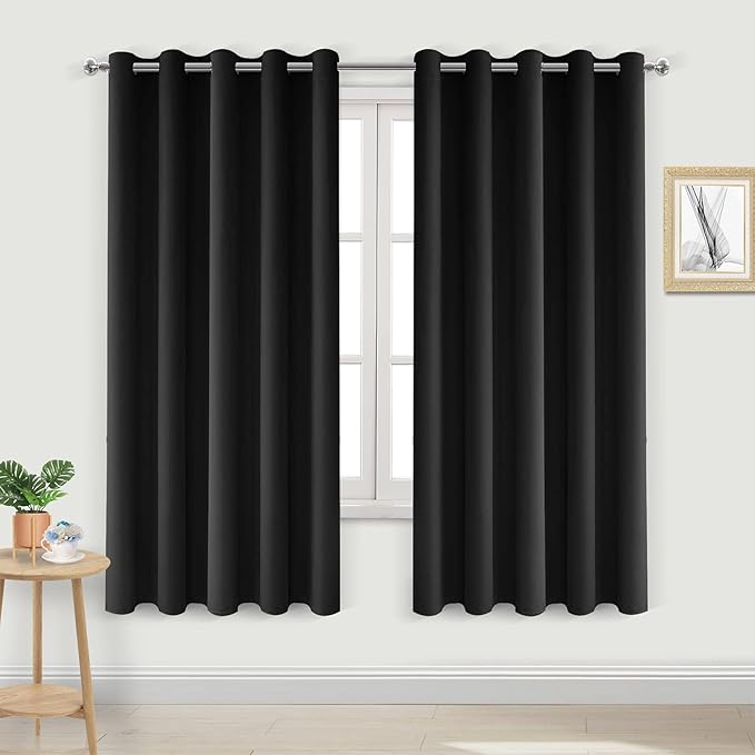 DWCN Black Blackout Curtains for Bedroom, Room Darkening Thermal Light Blocking by DWCN