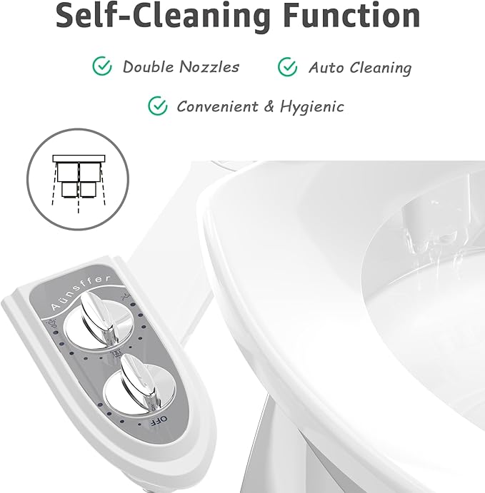 Bidet Attchment for Toilet Grey, Cold Water No-Electric, 3 Wash Modes，Dual - Image 4