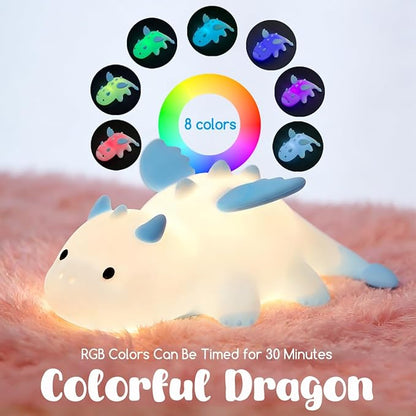Dragon Night Light, Cute Baby Dragon Gifts, Soft Silicone Lamp - Image 3