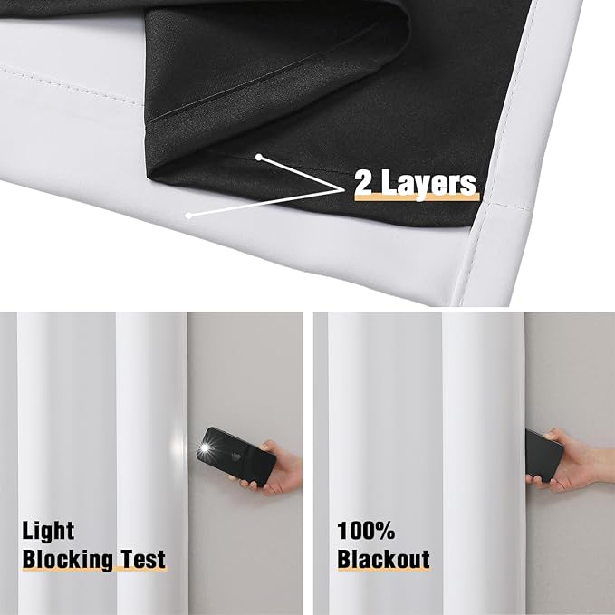 ChrisDowa White 100% Blackout Curtains - Image 4