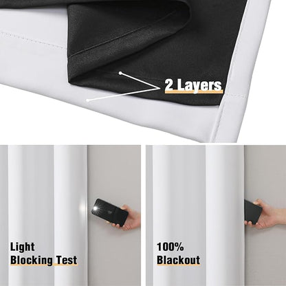 ChrisDowa White 100% Blackout Curtains 108 inch Long - Image 4