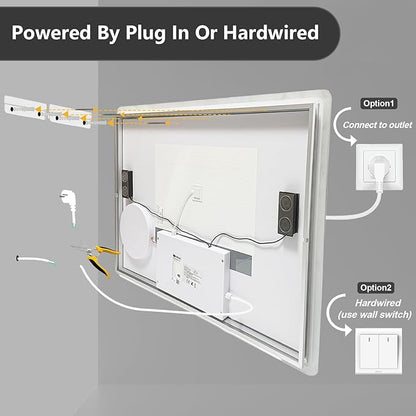 LUVODI Bathroom LED Wall Mirror: 48x24 inch Rectangle Makeup Vanity - Image 9