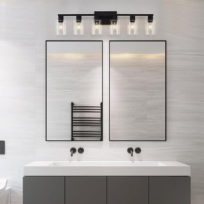 Black Bathroom Light Fixtures, 6-Light Bathroom Lighting Fixtures Over Mirror - Image 4