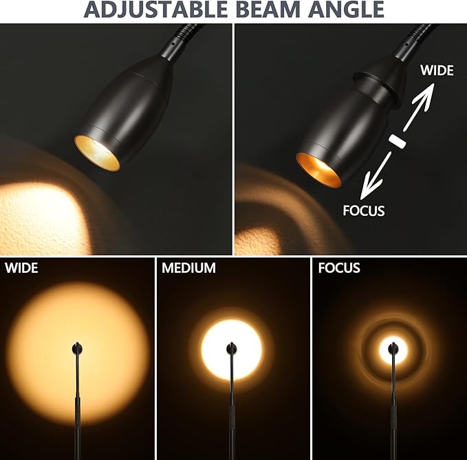 Reading Floor Lamp, Dimmable Zoomable Spotlight, Adjustable Color Beam Standing - Image 2
