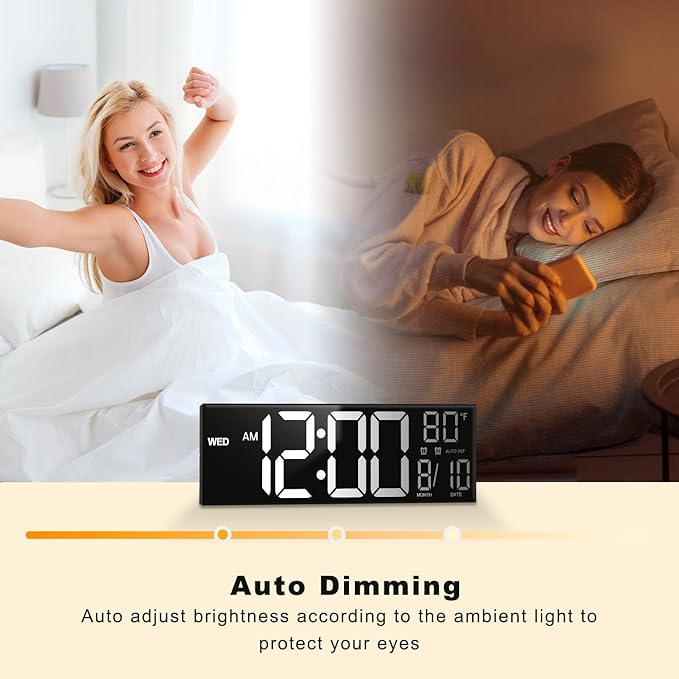 JALL 13" Large Digital Wall Mount Clock, Count Down Timer, Big LED, Temperature - Image 6