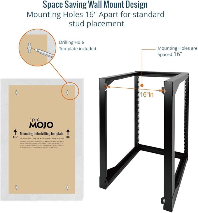 Tecmojo 18U Wall Mount Server Rack, Open Frame Network Rack - Image 4