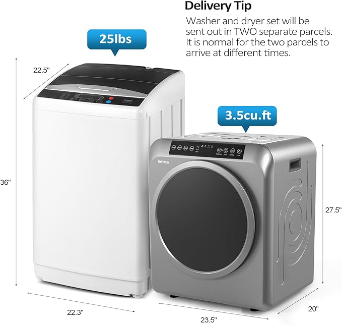 ROVSUN 3.5CuFt Portable Clothes Dryer and 25LBS Full-Automatic Washing Machine - Image 2