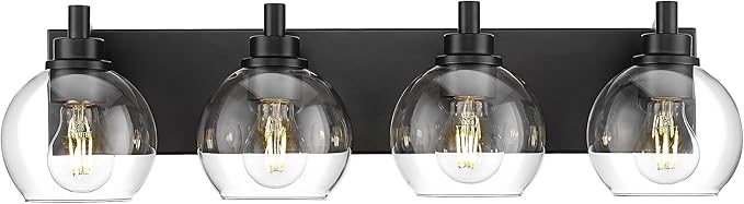 METWET Bathroom Light Fixtures, 4 Light Matte Black Vanity Light, 26 Inch by Metwet