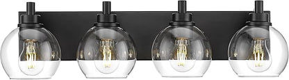 METWET Bathroom Light Fixtures, 4 Light Matte Black Vanity Light, 26 Inch by Metwet