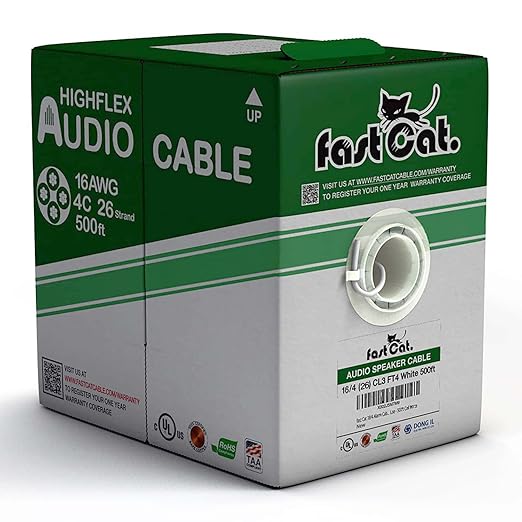 fast Cat. Audio Cable/Speaker Wire 500ft Pull Box- PVC Jacket by CONNECTIVITYviafastCat