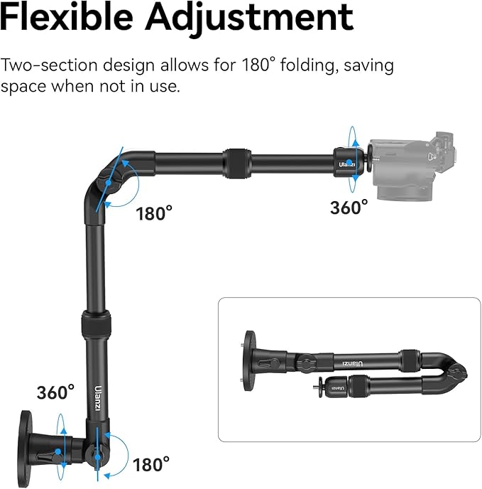 ULANZI ZJ04 Magic Arm Camera Wall Mount Overhead Mount, 70cm/27.6inch Aluminum - Image 3