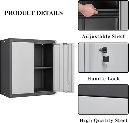 GREATMEET Lockable Storage Cabinet, Metal Garage Storage Cabinets, Metal Wall - Image 4