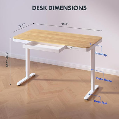 Standing Desk with Drawer, Electric Height Adjustable Home Office Desk with - Image 3