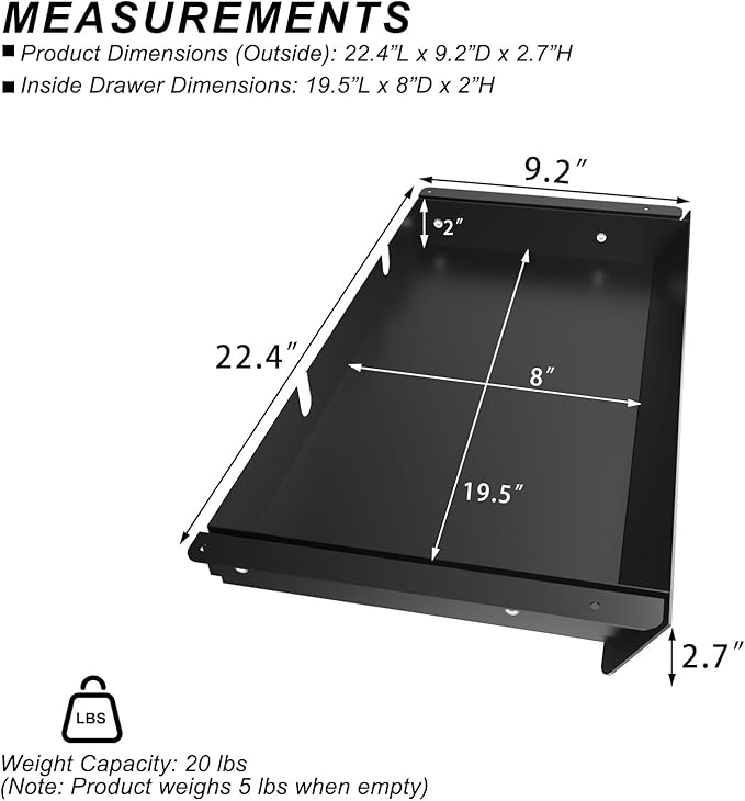 Large Under Desk Mounted Sliding Drawer - Image 2