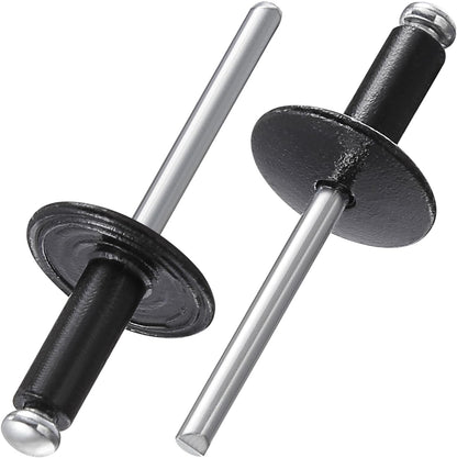 Wensilon(150 pcs) 3/16 * 5/8" Large Cap Open End Black Aluminum Blind Rivets,5 * 16 Blind Rivet
