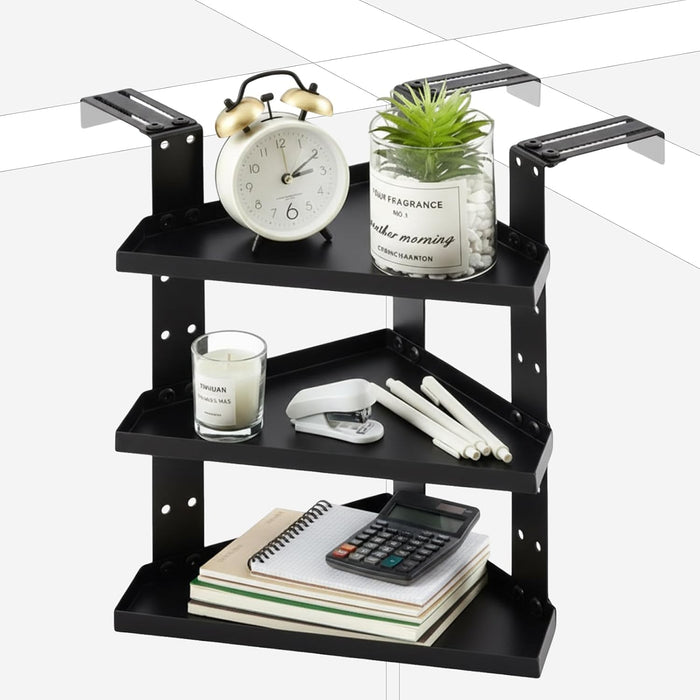 1 Pcs 3 Tier Triangle Large Cubicle Corner Shelf with Hooks