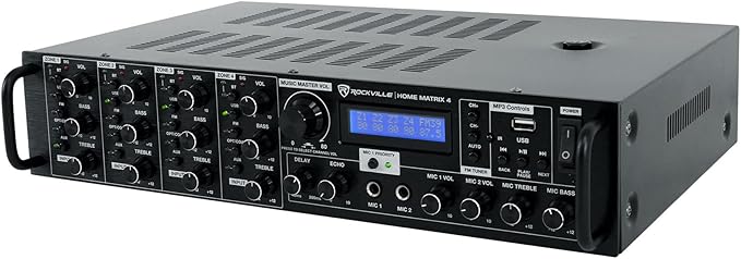 Rockville Home Matrix 4 600W Multi Room Receiver/Amplifier, Mic Inputs - Image 3