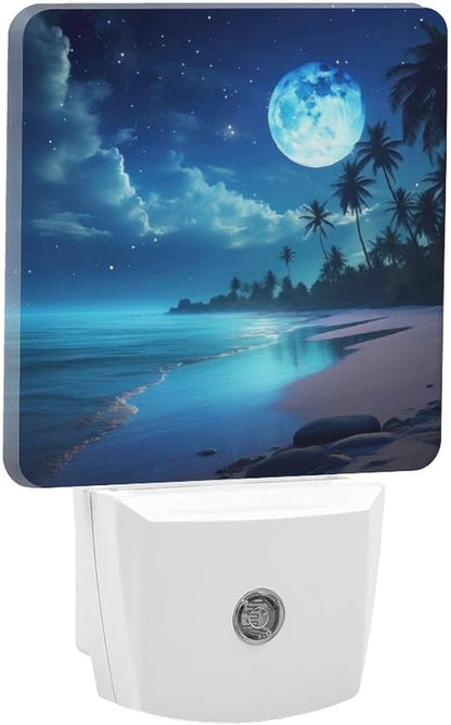 YKJAHSD Moon Beach Night Light, Plug into Wall Decor Nightlights - Image 8