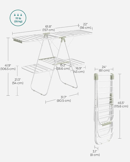 SONGMICS Clothes Drying Rack, Foldable 2-Level Laundry Drying Rack, - Image 6