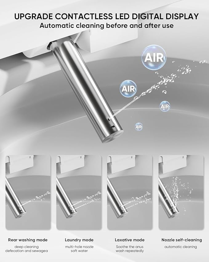 Smart Toilet with Warm Water Sprayer and Dryer, One Piece Bidet Toilet with - Image 5
