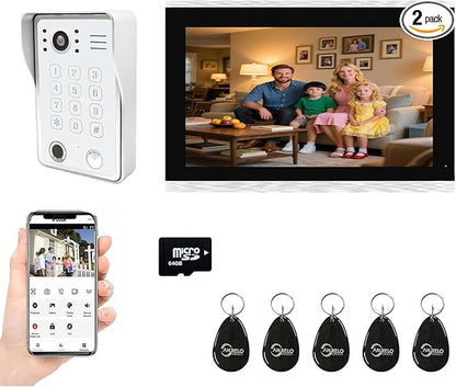 Wired Video Door Phone Kit Apartment Intercom System, 10 Inch Touch Screen by ANJIELOSMART